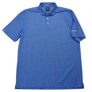 Donald Ross Golf Polo Mens XL Blue Skull Print Genoa Lakes Sport Performance